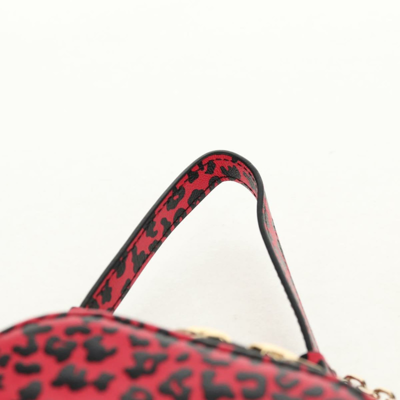 【日本直送】Christian Dior 鏈條手機包 皮革 2way 紅色金色 Auth 147971M-13