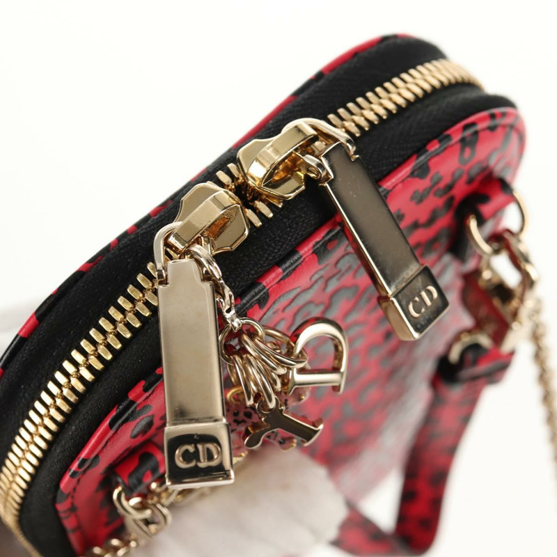 【日本直送】Christian Dior 鏈條手機包 皮革 2way 紅色金色 Auth 147971M-21