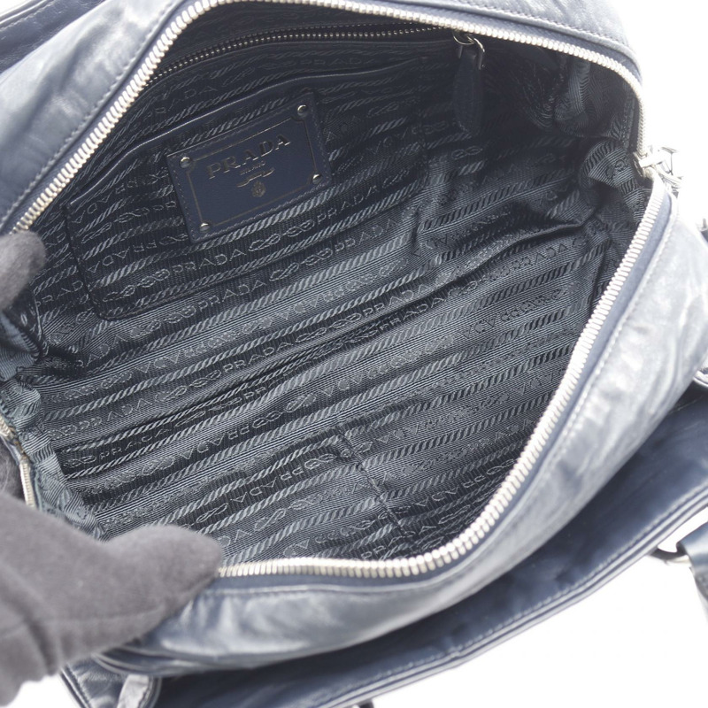 PRADA NAPPA ANTIQUE 斜背包,海軍藍真皮,二手女款-2