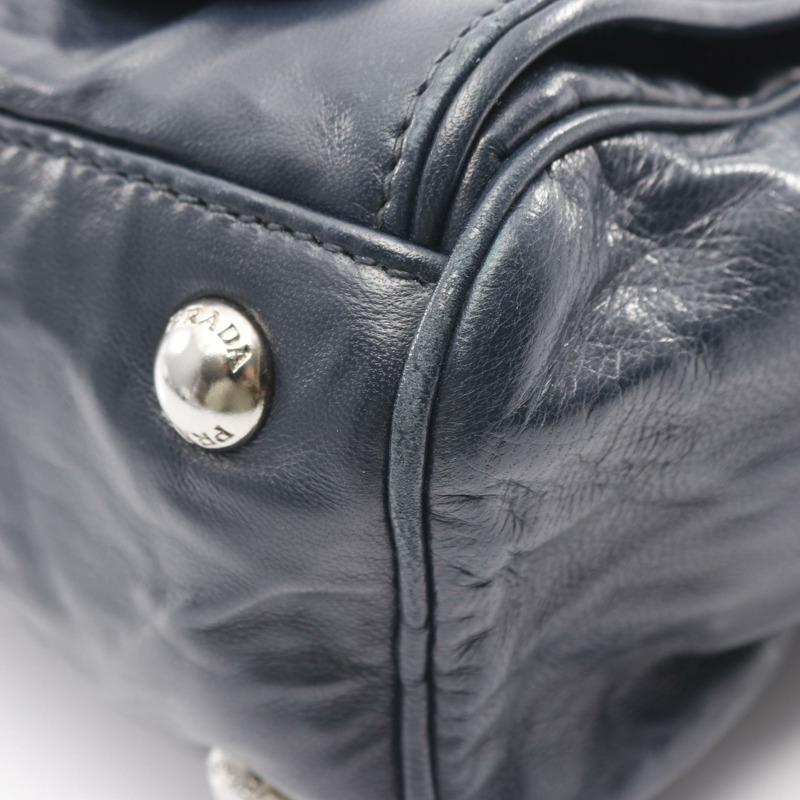 PRADA NAPPA ANTIQUE 斜背包,海軍藍真皮,二手女款-4