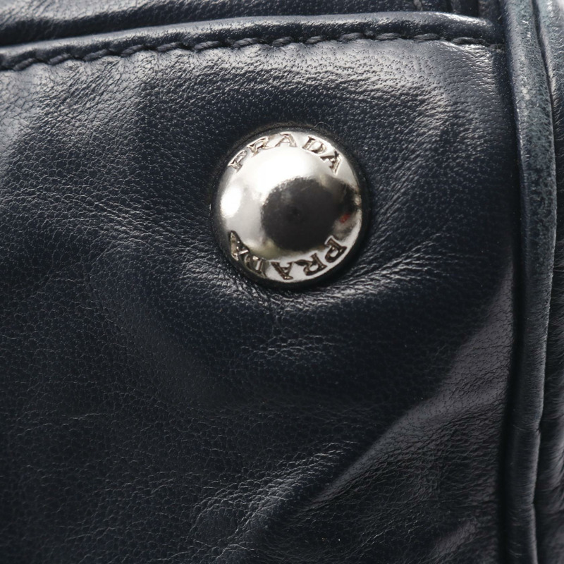 PRADA NAPPA ANTIQUE 斜背包,海軍藍真皮,二手女款-5