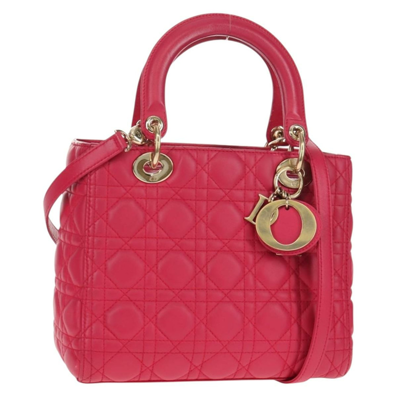 【日本直送】Christian Dior Canage Lady Dior 手提包，羊皮材質，兩用，粉金色，正品，貨號 121358V-0