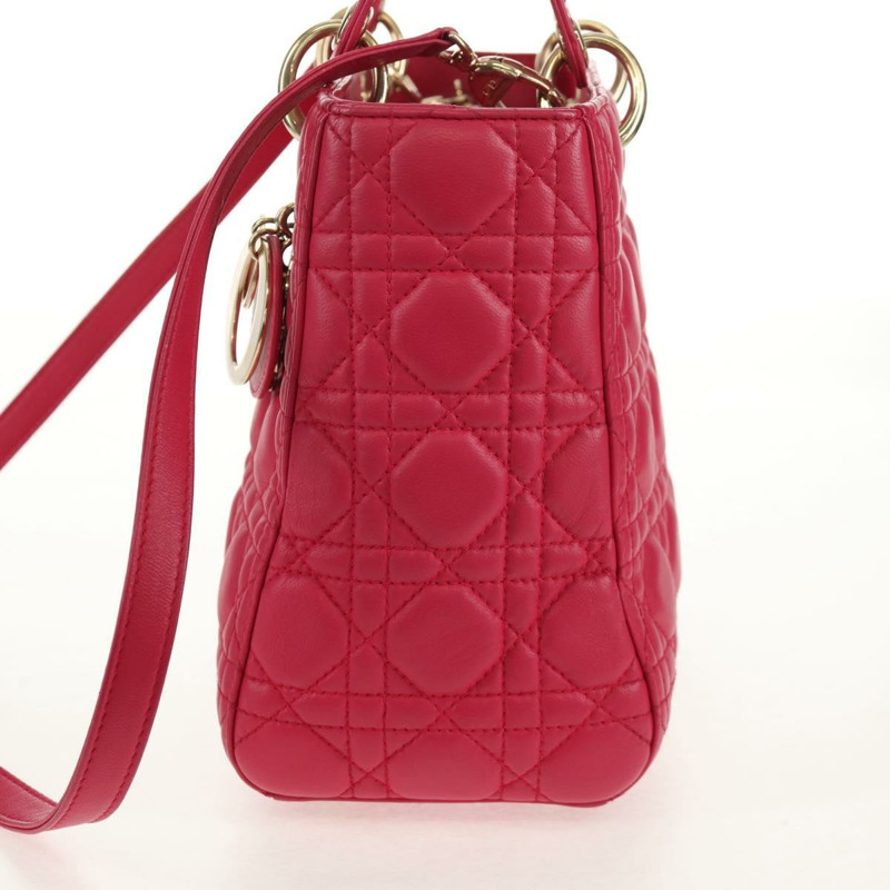 【日本直送】Christian Dior Canage Lady Dior 手提包，羊皮材質，兩用，粉金色，正品，貨號 121358V-2