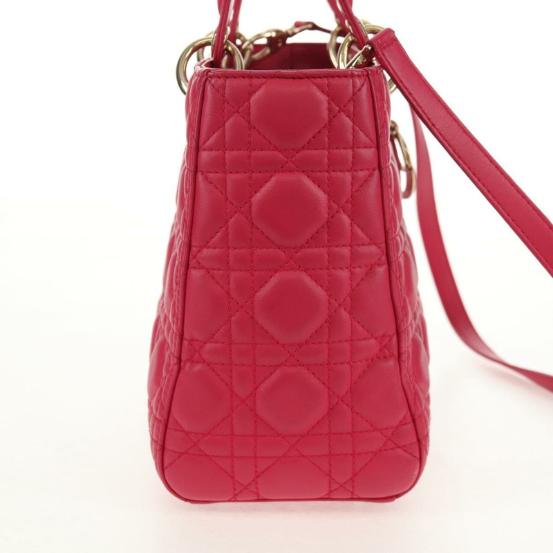 【日本直送】Christian Dior Canage Lady Dior 手提包，羊皮材質，兩用，粉金色，正品，貨號 121358V-3