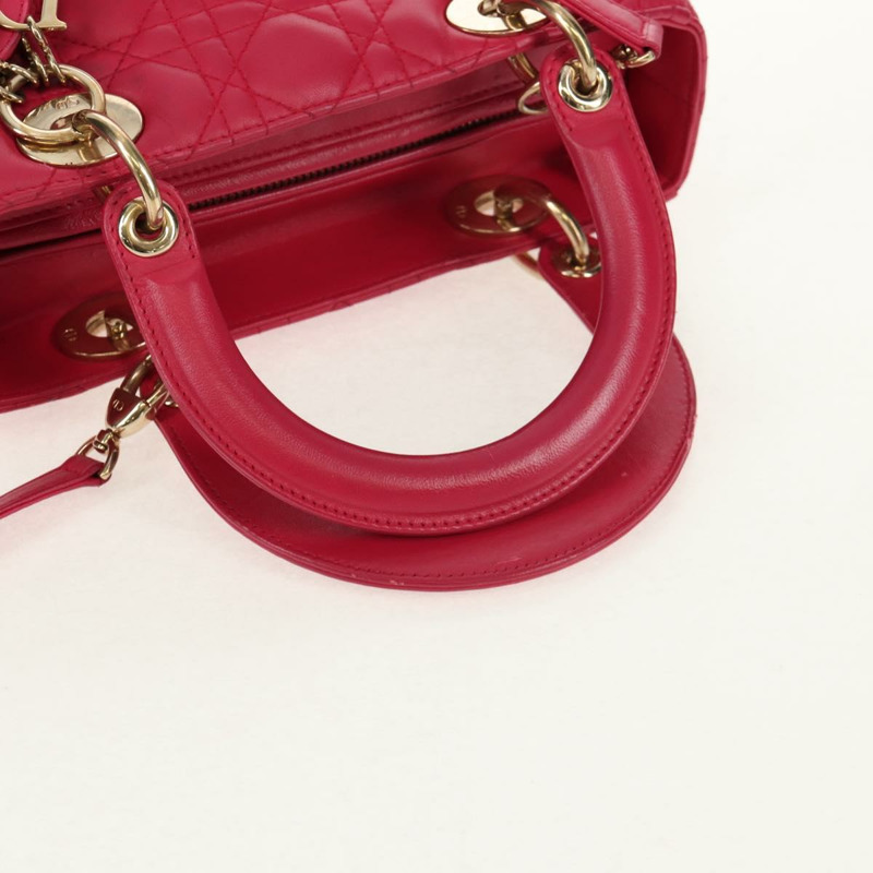 【日本直送】Christian Dior Canage Lady Dior 手提包，羊皮材質，兩用，粉金色，正品，貨號 121358V-5