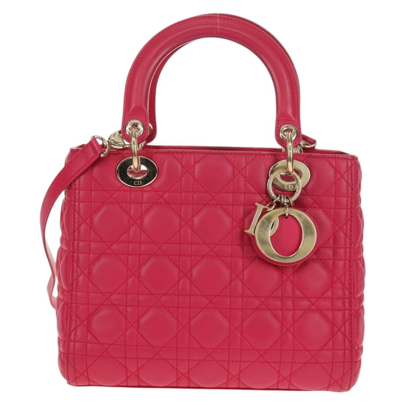 【日本直送】Christian Dior Canage Lady Dior 手提包，羊皮材質，兩用，粉金色，正品，貨號 121358V-12