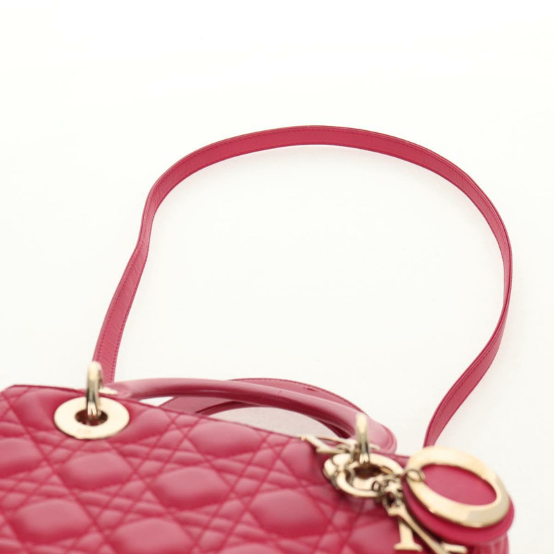 【日本直送】Christian Dior Canage Lady Dior 手提包，羊皮材質，兩用，粉金色，正品，貨號 121358V-16