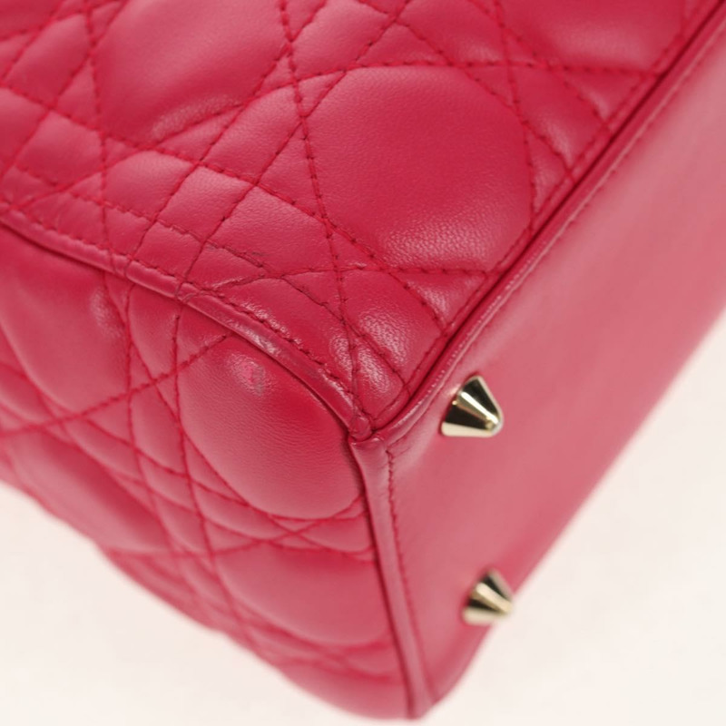 【日本直送】Christian Dior Canage Lady Dior 手提包，羊皮材質，兩用，粉金色，正品，貨號 121358V-17