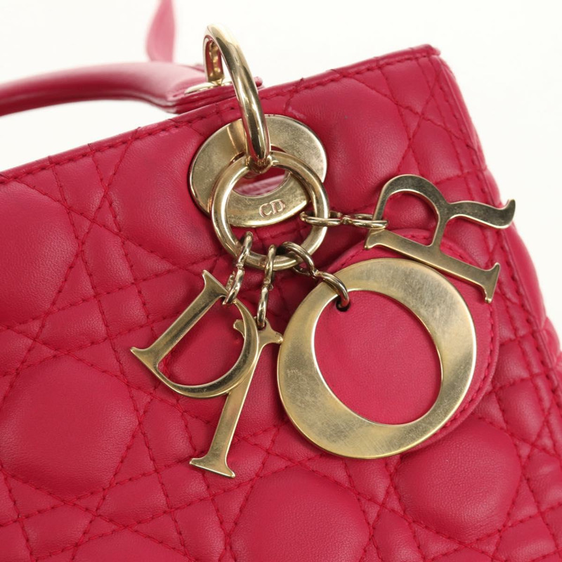 【日本直送】Christian Dior Canage Lady Dior 手提包，羊皮材質，兩用，粉金色，正品，貨號 121358V-21