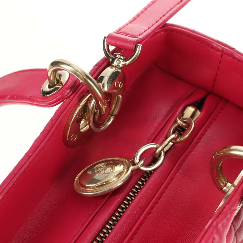 【日本直送】Christian Dior Canage Lady Dior 手提包，羊皮材質，兩用，粉金色，正品，貨號 121358V-22