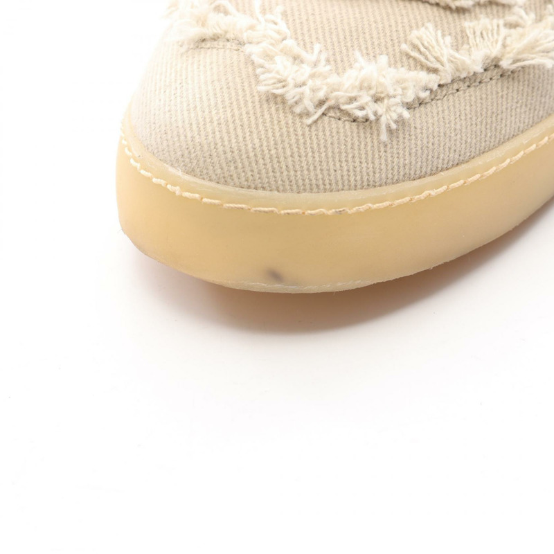 Miu Miu 水洗牛仔流蘇運動鞋 #36.5 棉質米色二手女鞋-7