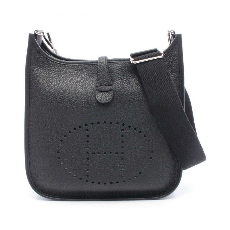 愛馬仕 Evelyne 3 PM 單肩包 056277CK Clemence 皮革 黑色 二手 SHW Z-0