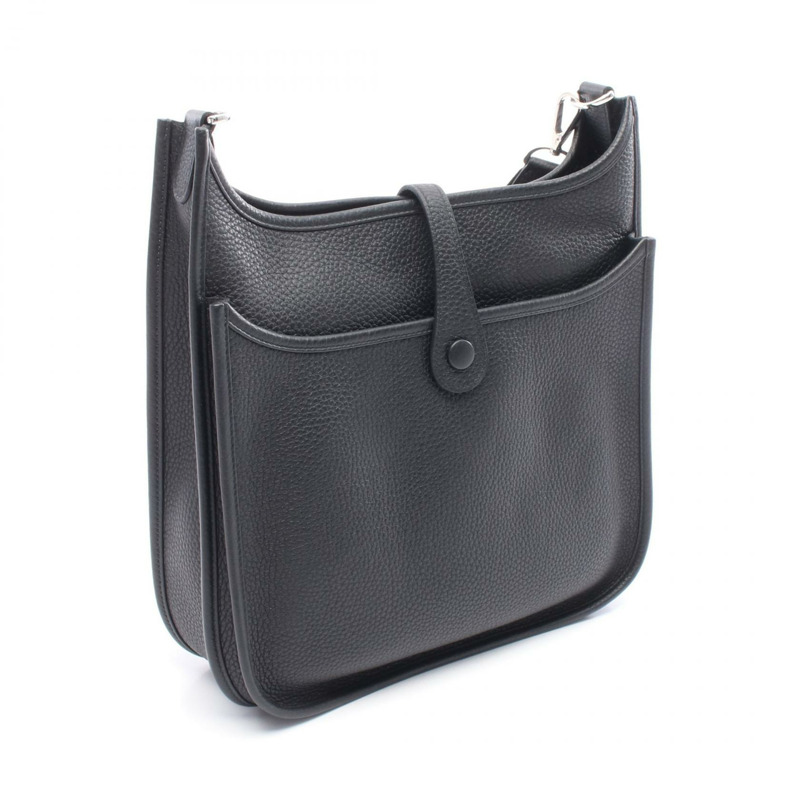 愛馬仕 Evelyne 3 PM 單肩包 056277CK Clemence 皮革 黑色 二手 SHW Z-1