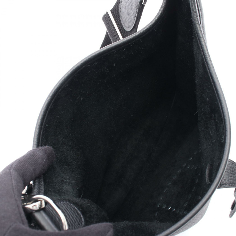 愛馬仕 Evelyne 3 PM 單肩包 056277CK Clemence 皮革 黑色 二手 SHW Z-2