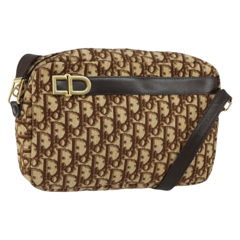 【日本直送】Christian Dior Trotter帆布肩背包 棕色金色 正品 146954-0
