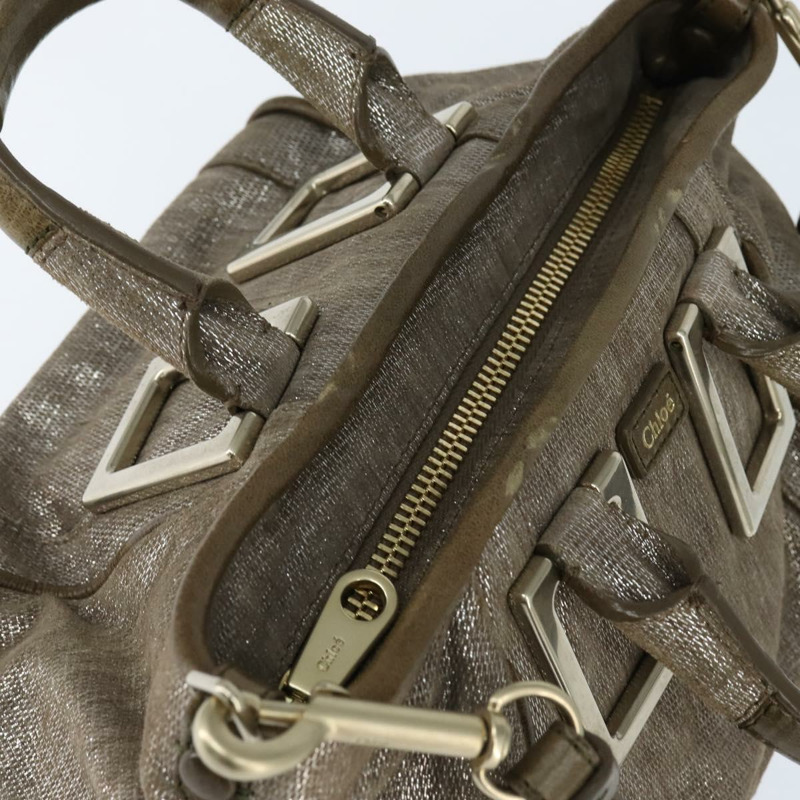 【日本直送】Chloe Etel 手提包 皮革 兩用 米色 金色 正品 gh1152-5