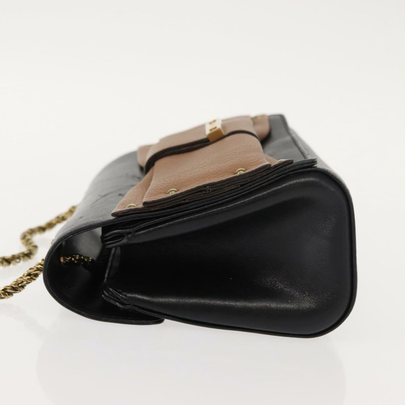 【日本直送】Chloe 鏈條單肩包 皮革 黑色 金色 正品 149333-3