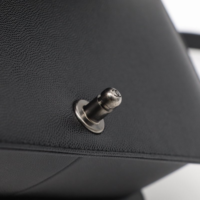 晶片款【近新閒置品🌟配件齊全♥️】Chanel 香奈兒 Leboy 中型 黑色 荔枝牛皮 復古銀扣 鏈條包 斜挎包 單肩包-15