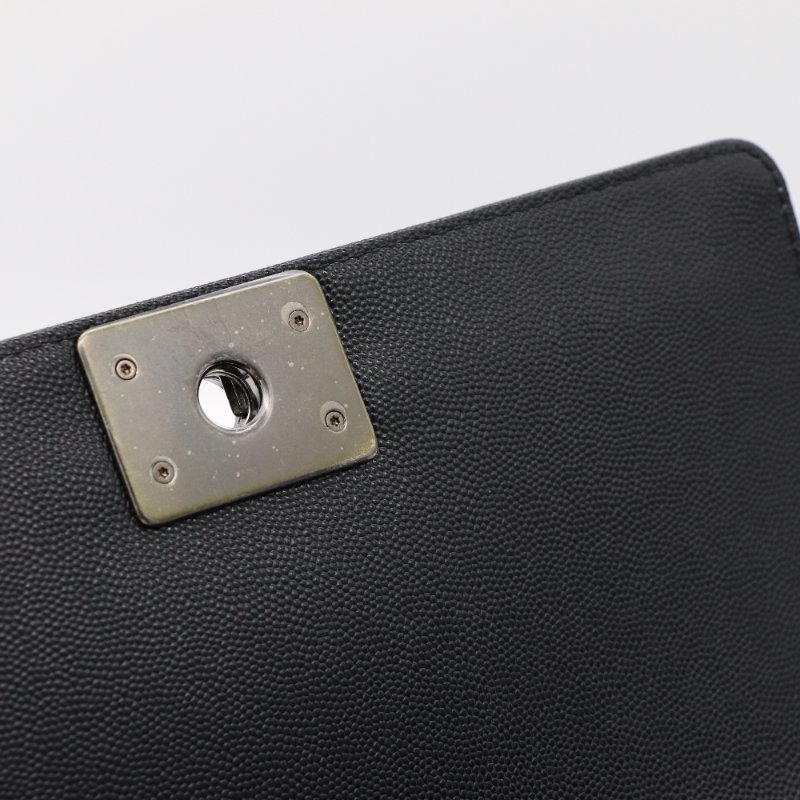 晶片款【近新閒置品🌟配件齊全♥️】Chanel 香奈兒 Leboy 中型 黑色 荔枝牛皮 復古銀扣 鏈條包 斜挎包 單肩包-16