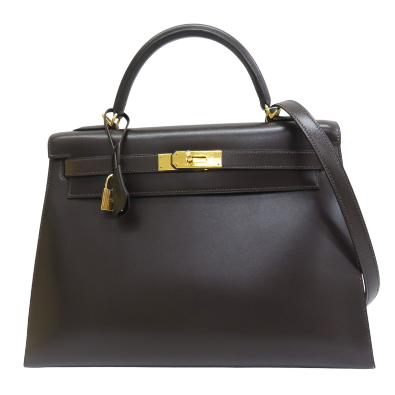 巧克力色 Box牛皮 Kelly 32 凱莉包 兩用包 口D刻 金釦【HERMES 愛馬仕】-0