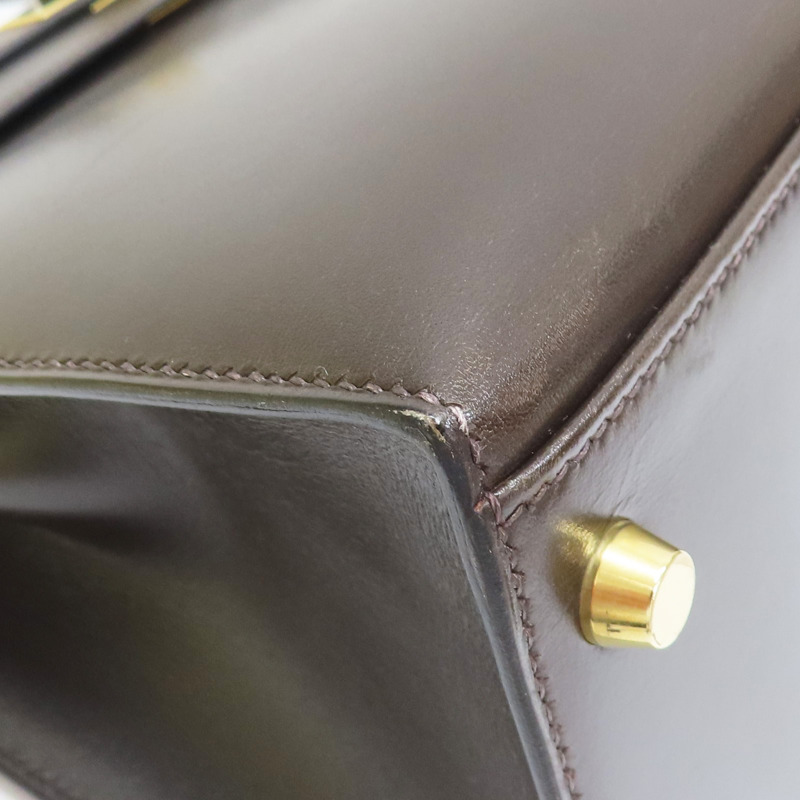 巧克力色 Box牛皮 Kelly 32 凱莉包 兩用包 口D刻 金釦【HERMES 愛馬仕】-9