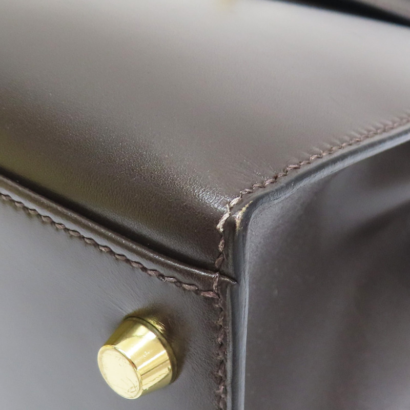 巧克力色 Box牛皮 Kelly 32 凱莉包 兩用包 口D刻 金釦【HERMES 愛馬仕】-10