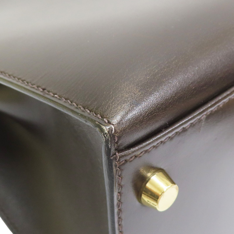 巧克力色 Box牛皮 Kelly 32 凱莉包 兩用包 口D刻 金釦【HERMES 愛馬仕】-11