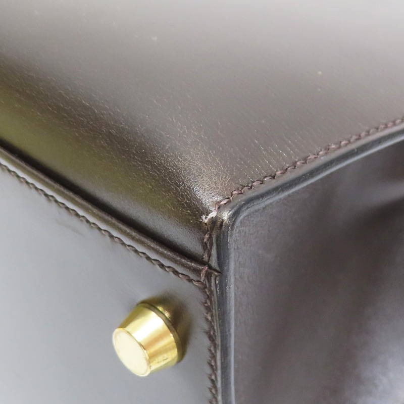 巧克力色 Box牛皮 Kelly 32 凱莉包 兩用包 口D刻 金釦【HERMES 愛馬仕】-12