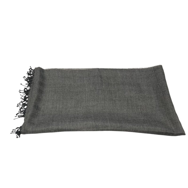 HERMES 愛馬仕 圍巾 絲 CASHMERE 灰色 素面-0