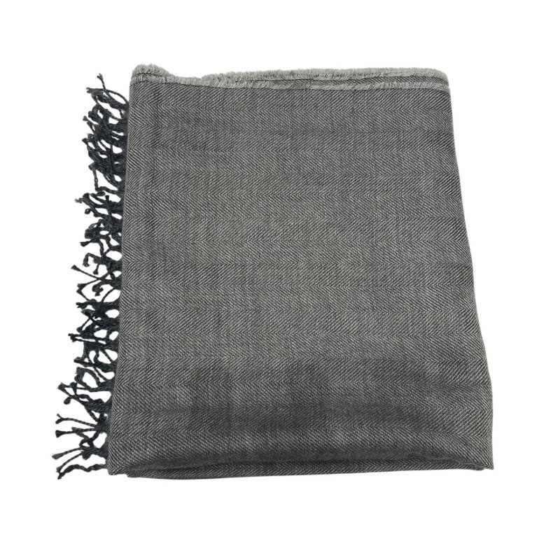 HERMES 愛馬仕 圍巾 絲 CASHMERE 灰色 素面-1