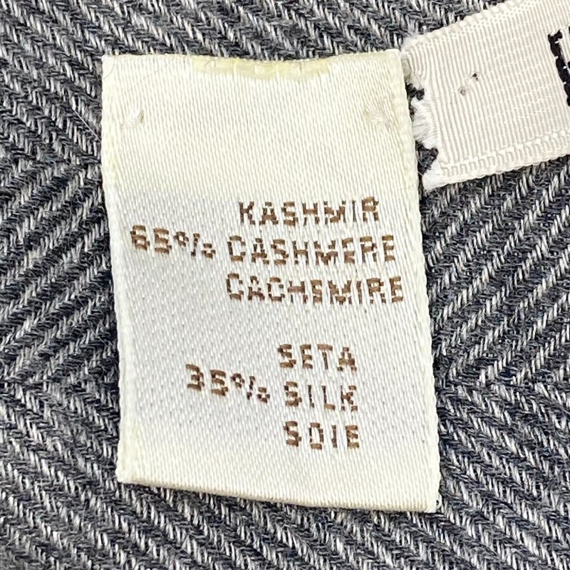 HERMES 愛馬仕 圍巾 絲 CASHMERE 灰色 素面-4