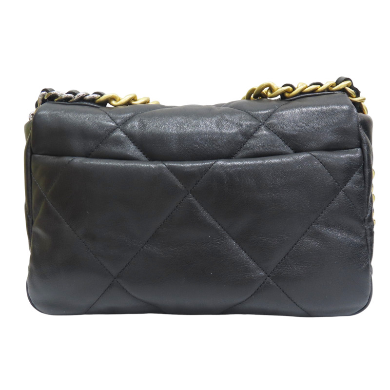 黑色 牛皮 19 26CM 鍊帶 肩背包 金釦【CHANEL 香奈兒】 AS1160-1