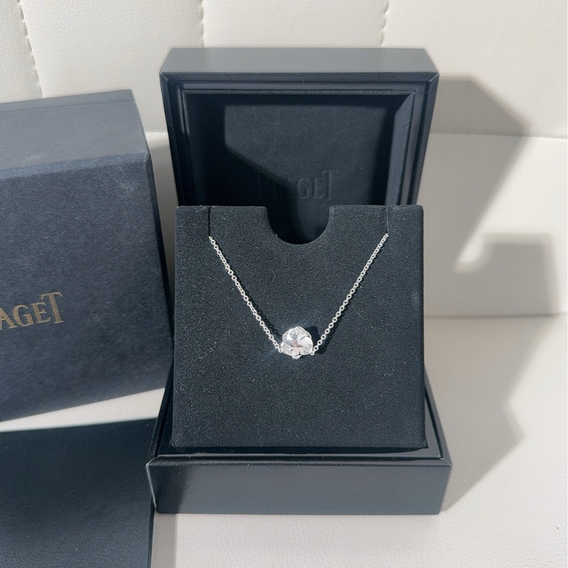 Piaget伯爵 PIAGET ROSE系列 18K白金满钻玫瑰花项链-2