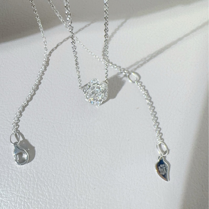 Piaget伯爵 PIAGET ROSE系列 18K白金满钻玫瑰花项链-4