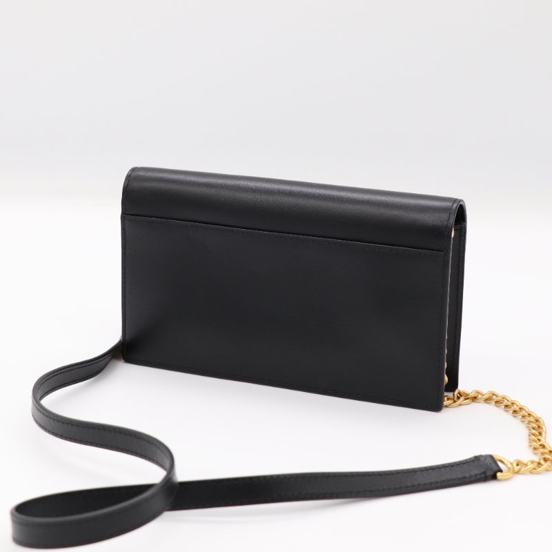 Polo Ralph Lauren 黑色 牛皮革 鏈條包 斜挎包 手拿包-2