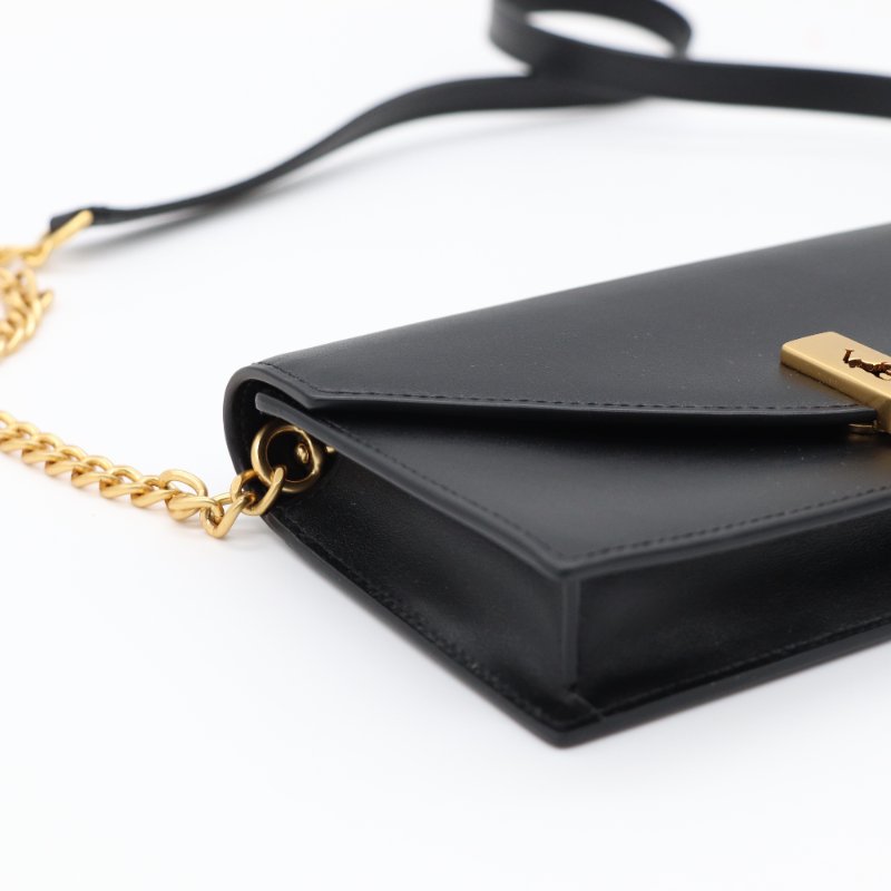 Polo Ralph Lauren 黑色 牛皮革 鏈條包 斜挎包 手拿包-3