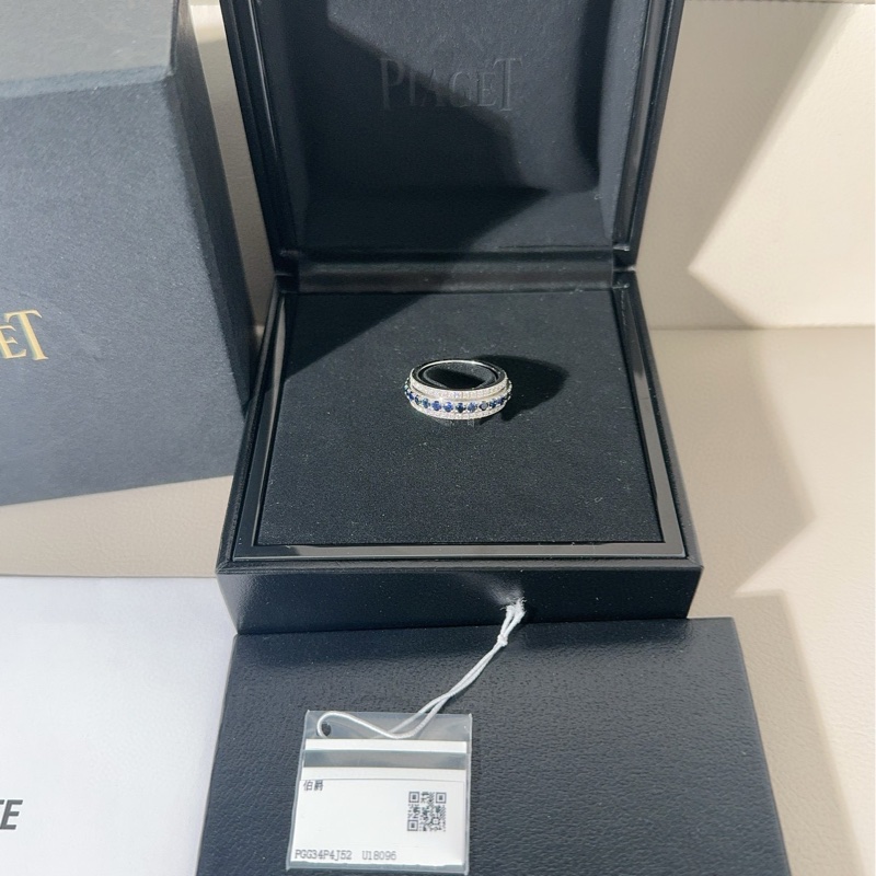 Piaget伯爵 Possession时来运转系列 三排满钻蓝宝石戒指-1