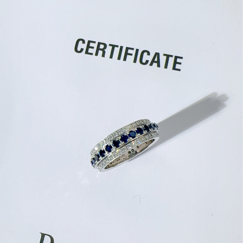 Piaget伯爵 Possession时来运转系列 三排满钻蓝宝石戒指-4