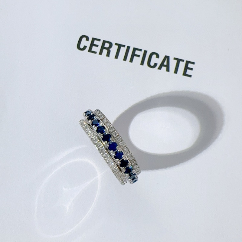 Piaget伯爵 Possession时来运转系列 三排满钻蓝宝石戒指-5