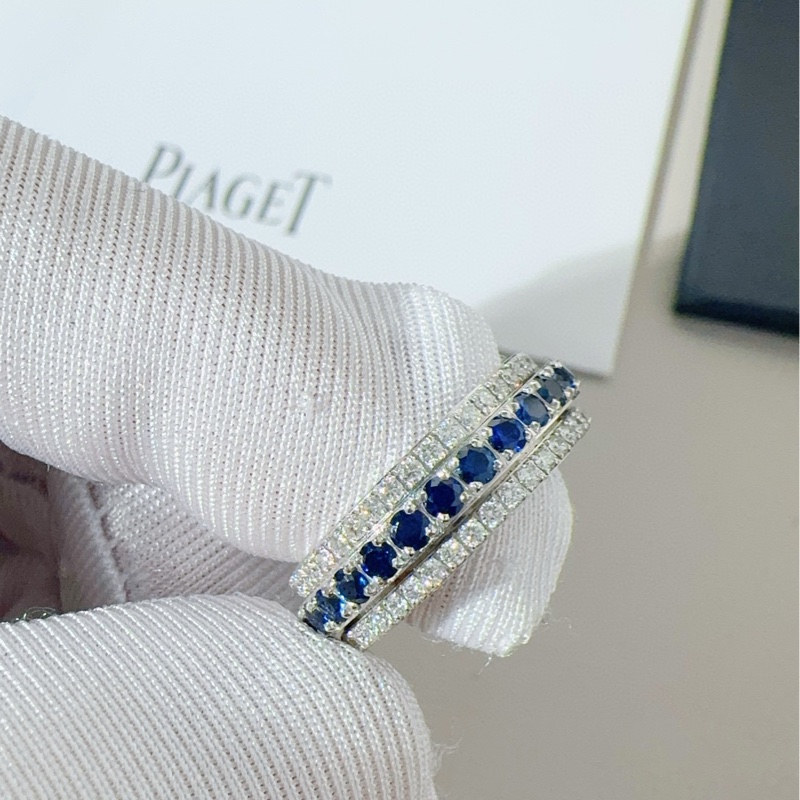 Piaget伯爵 Possession时来运转系列 三排满钻蓝宝石戒指-7