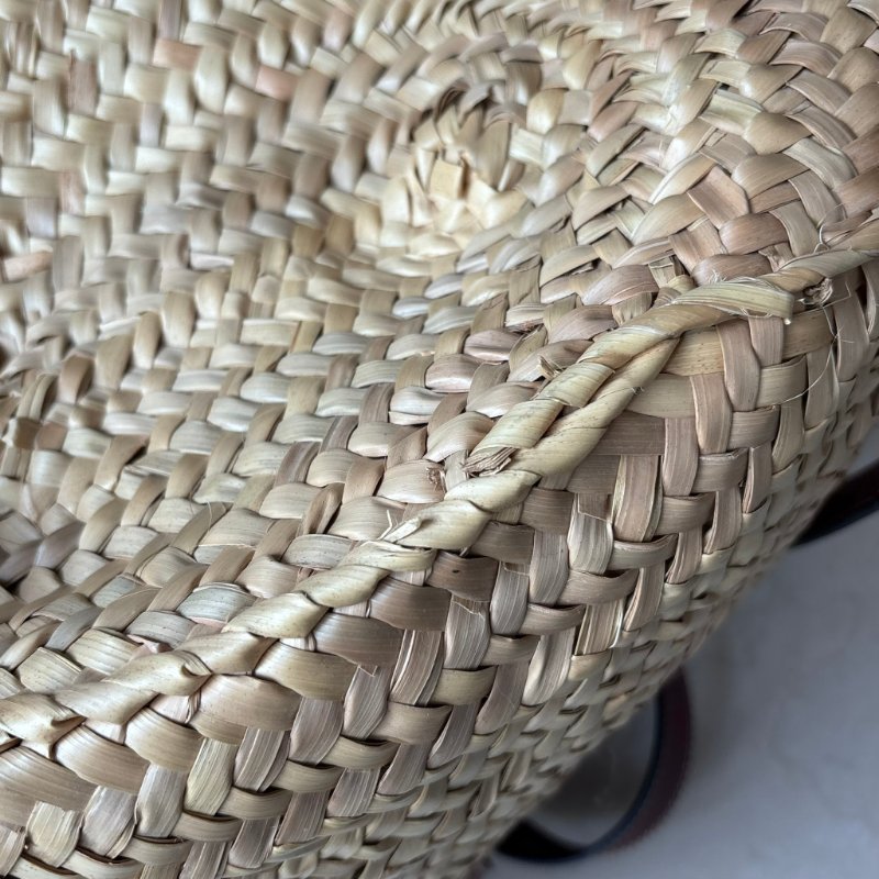 ::LOEWE:: 羅威 新款Basket 編織花朵毛線貼皮革拉菲草藤編 肩背包 托特包 手提包 沙灘包-12