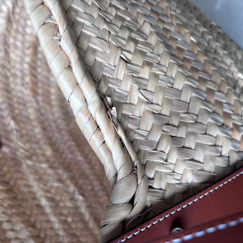 ::LOEWE:: 羅威 新款Basket 編織花朵毛線貼皮革拉菲草藤編 肩背包 托特包 手提包 沙灘包-25