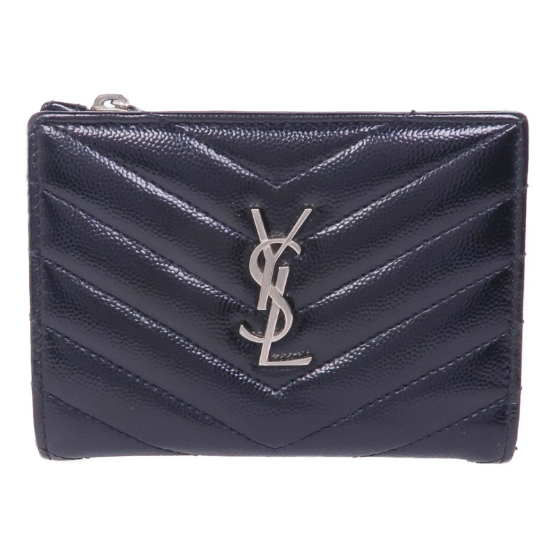 SAINT LAURENT 牛皮皮革Wallet銀扣卡片套-0