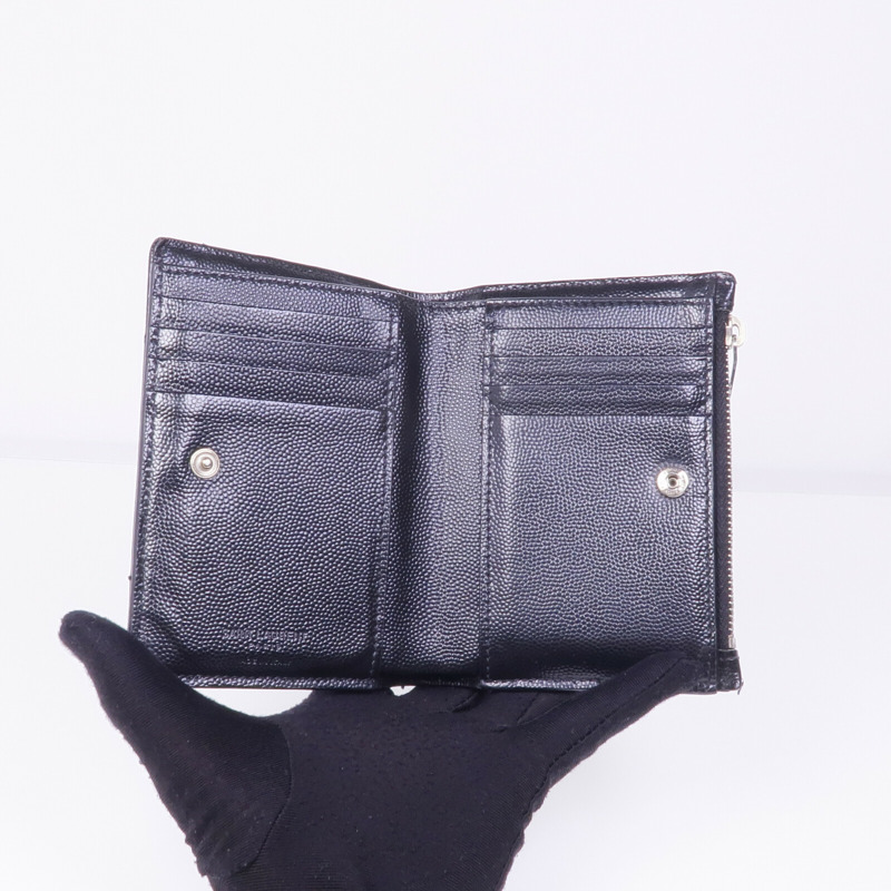 SAINT LAURENT 牛皮皮革Wallet銀扣卡片套-6