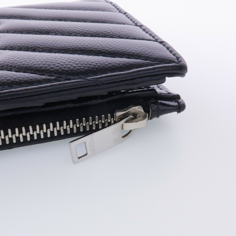 SAINT LAURENT 牛皮皮革Wallet銀扣卡片套-9