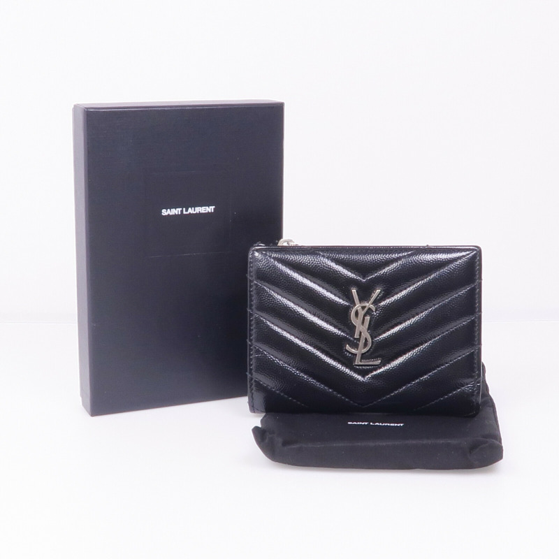 SAINT LAURENT 牛皮皮革Wallet銀扣卡片套-18