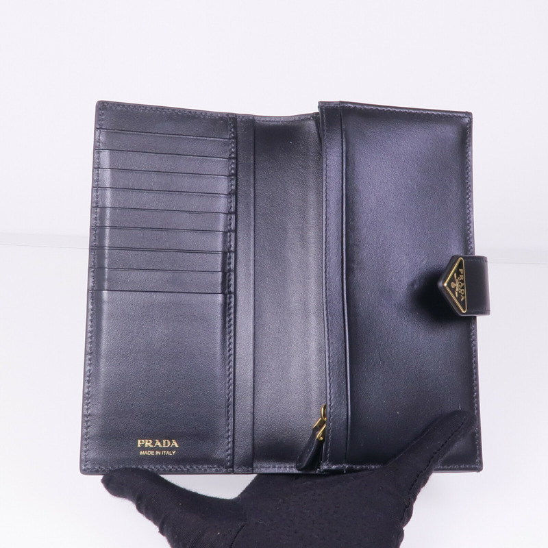PRADA 牛皮皮革Long Wallet金扣長錢包-6
