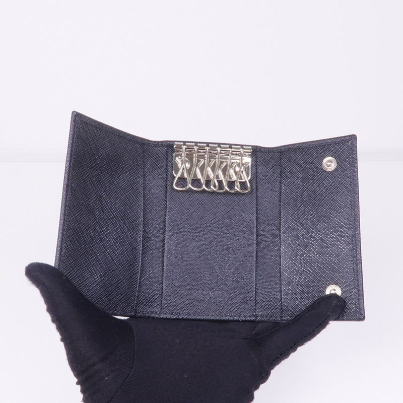 PRADA 牛皮皮革Key Case銀扣鎖匙包-6