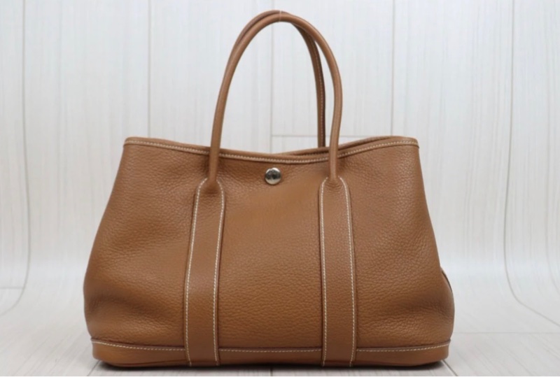 「JL精品代購」9新 Hermes 愛馬仕 garden 花園30 棕色銀扣-2