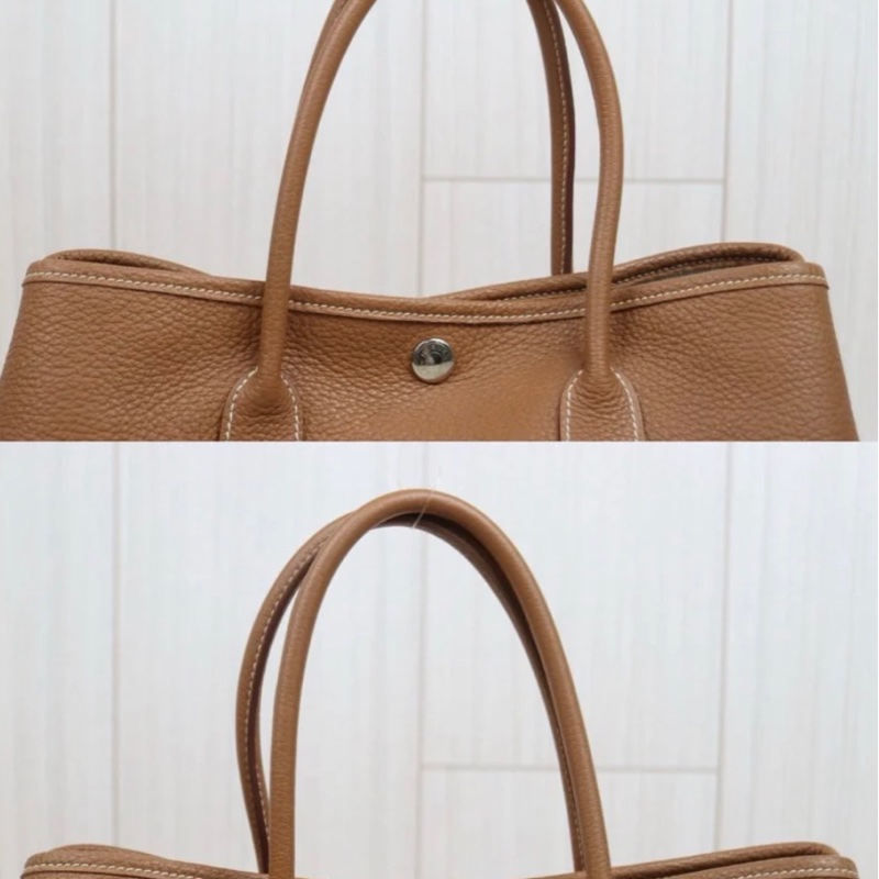 「JL精品代購」9新 Hermes 愛馬仕 garden 花園30 棕色銀扣-4